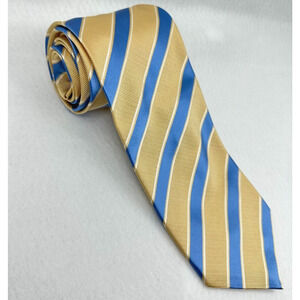 Stefano Ricci 100% Silk Necktie Made in Italy Luxury Designer Gold Blue Tie